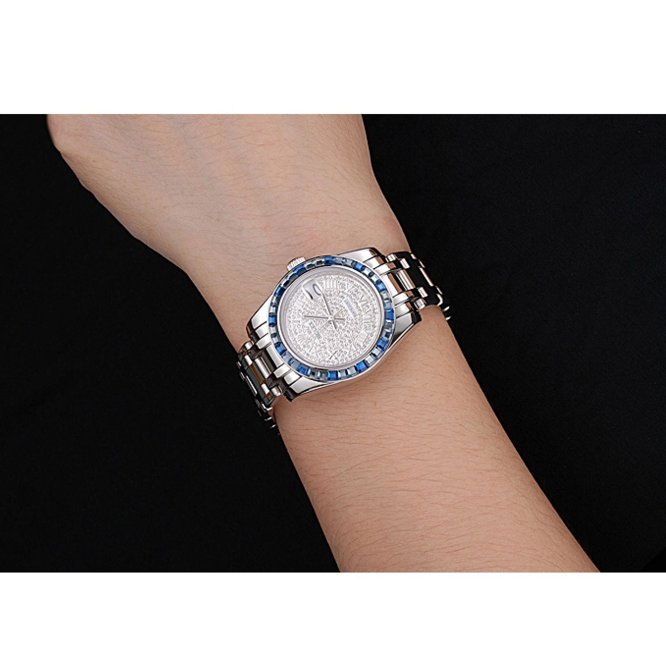Rolex aaa copy 622834 Case Datejust Steel Rolex Bezel Stainless Dial Diamond Blue Jewels Bracelet And 0724